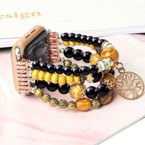 NEW Beaded Apple Watch Band with Charm - Picture 2 of 6